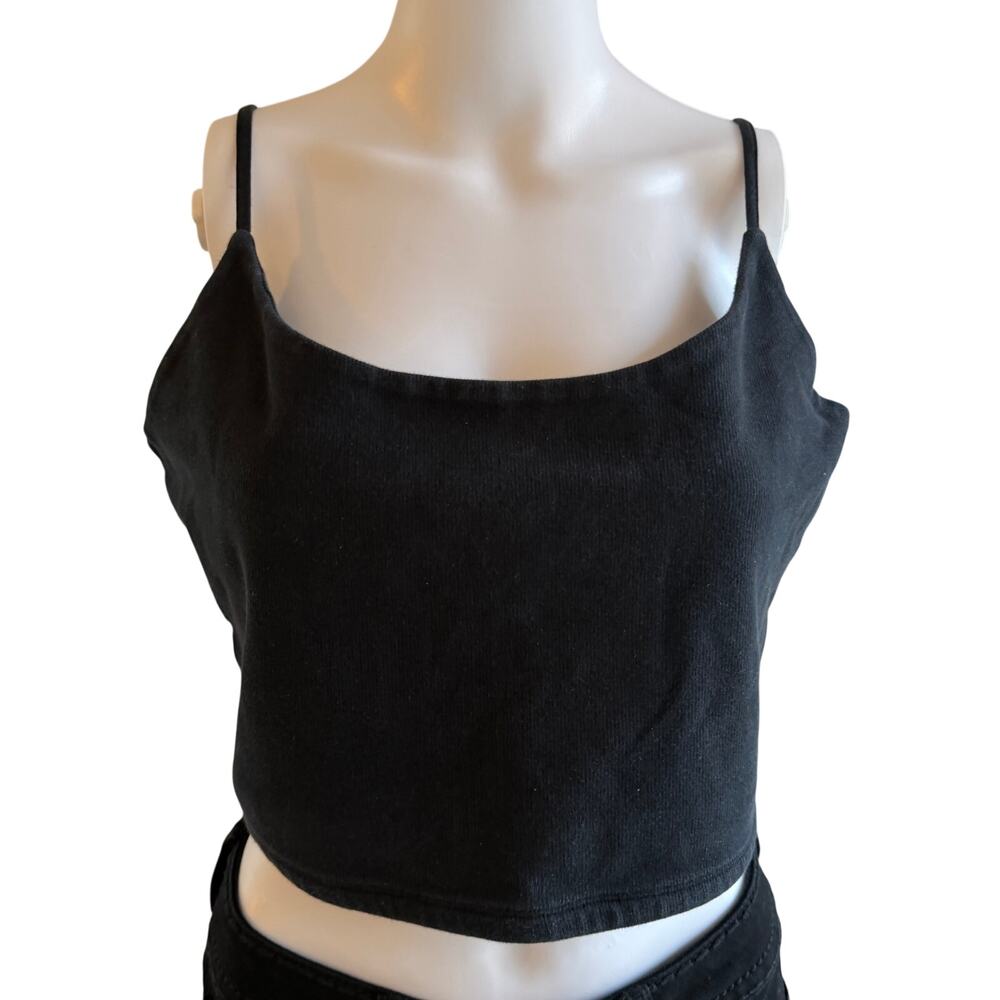 AllSaints Black Cropped Cami Tank Top Adjustable Straps Size 12